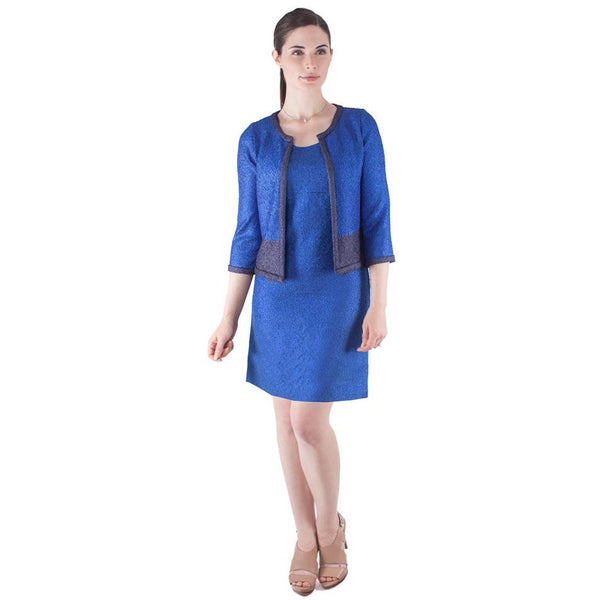 Classic Sleeveless Sheath Crinkle Dress - Sapphire Blue